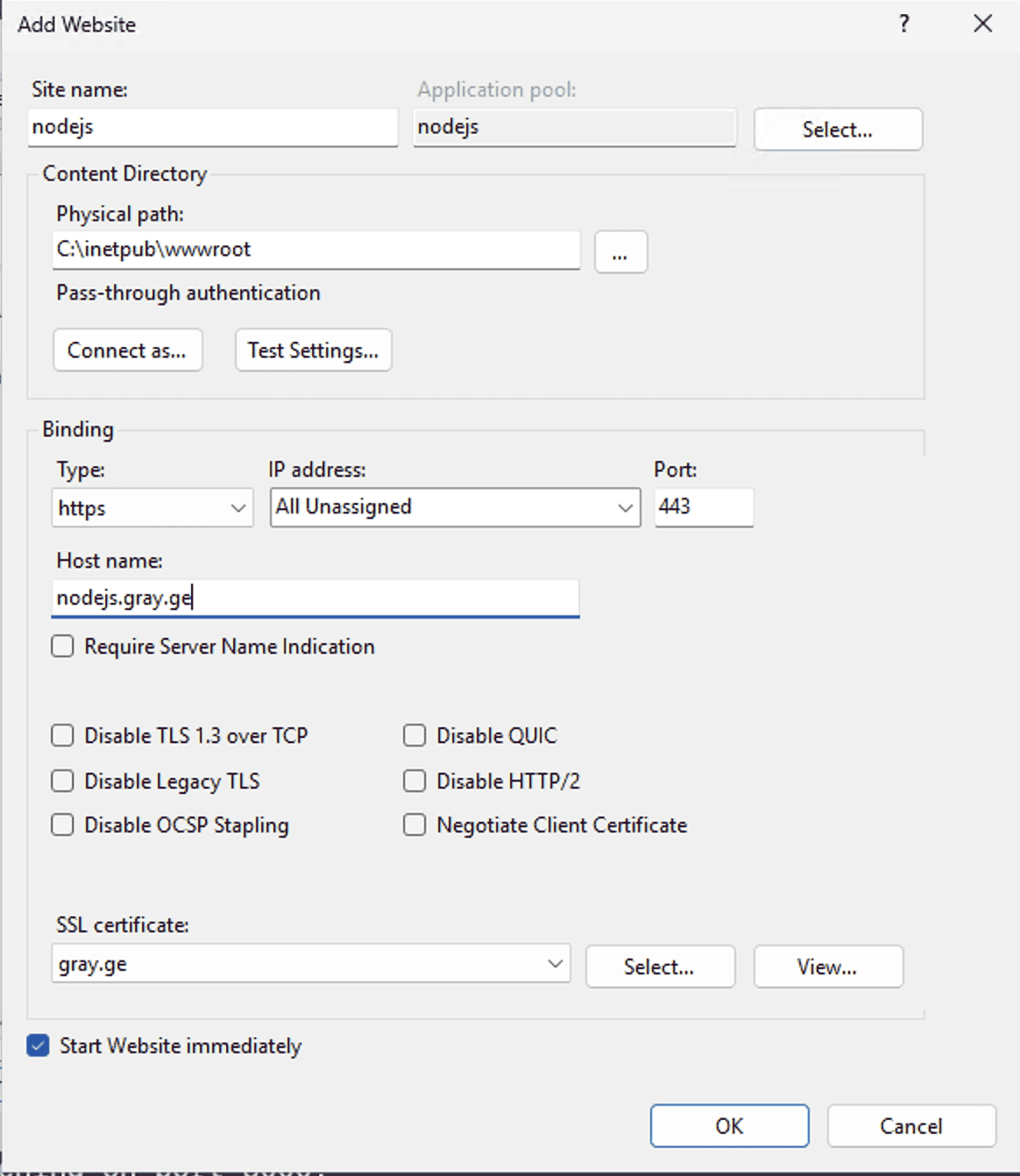 Assigning any domain and a valid SSl